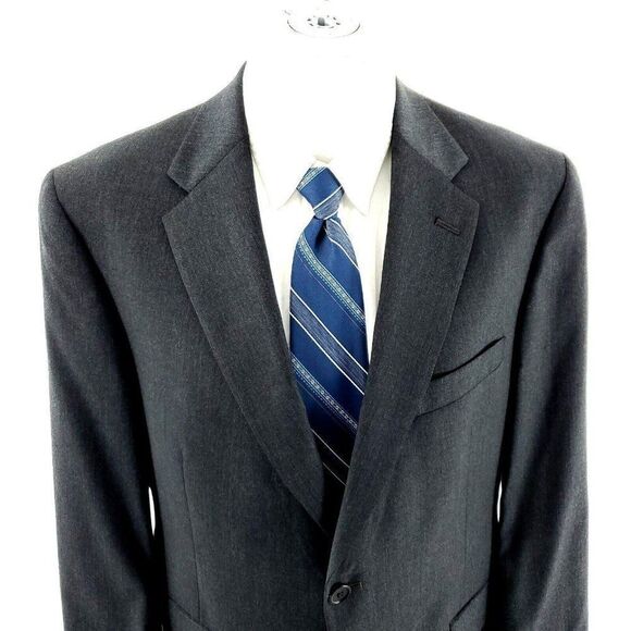 Hart Schaffner Marx Wool 2 Button Blazer 40R Gray 40R‎ Gray Made In USA - Picture 1 of 11